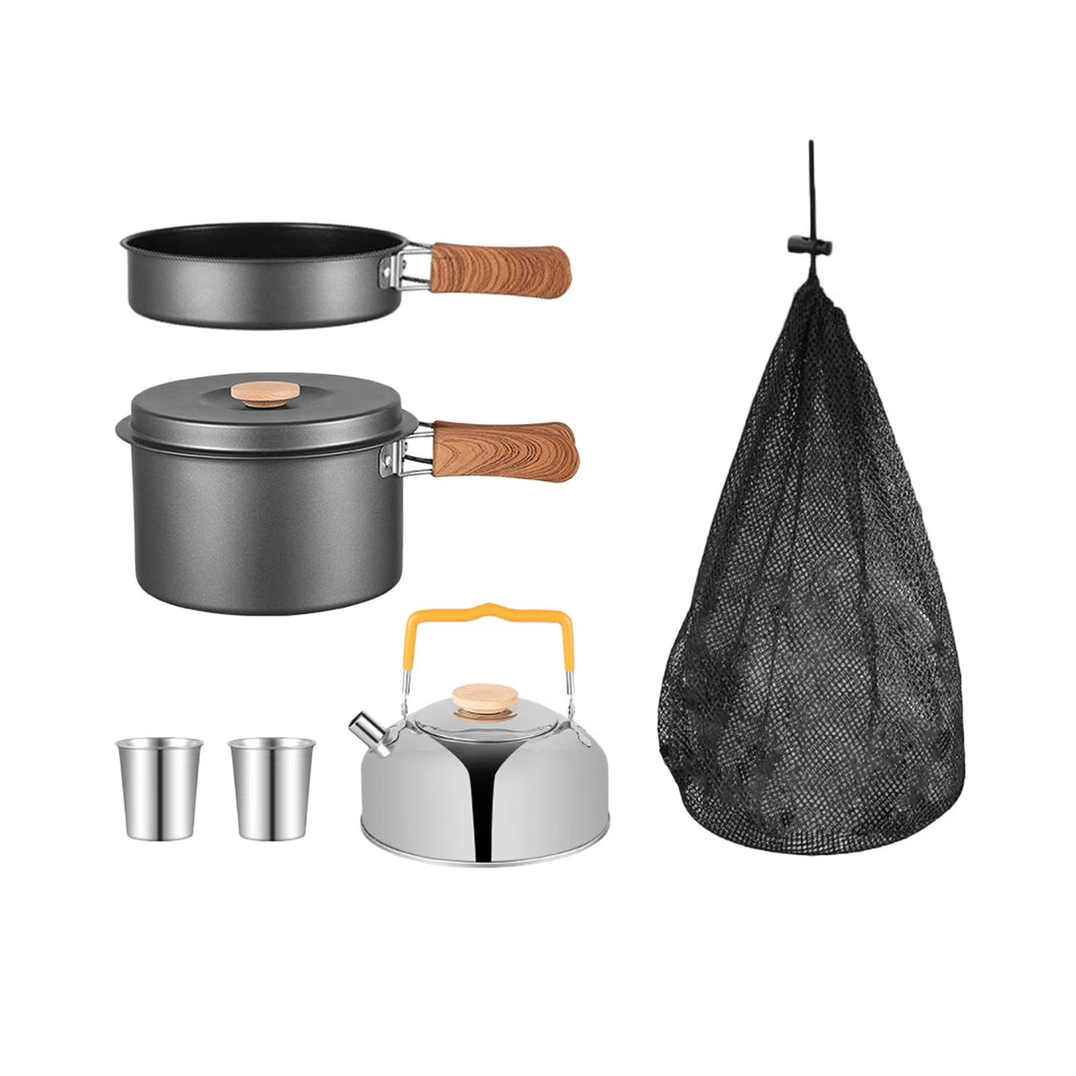 5 Pieces Camping Cookware Set with Carry Bag T459637