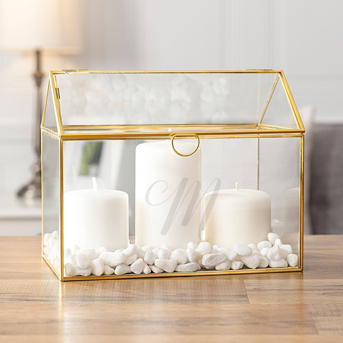 Gold Glass Terrarium Card Holder P540474