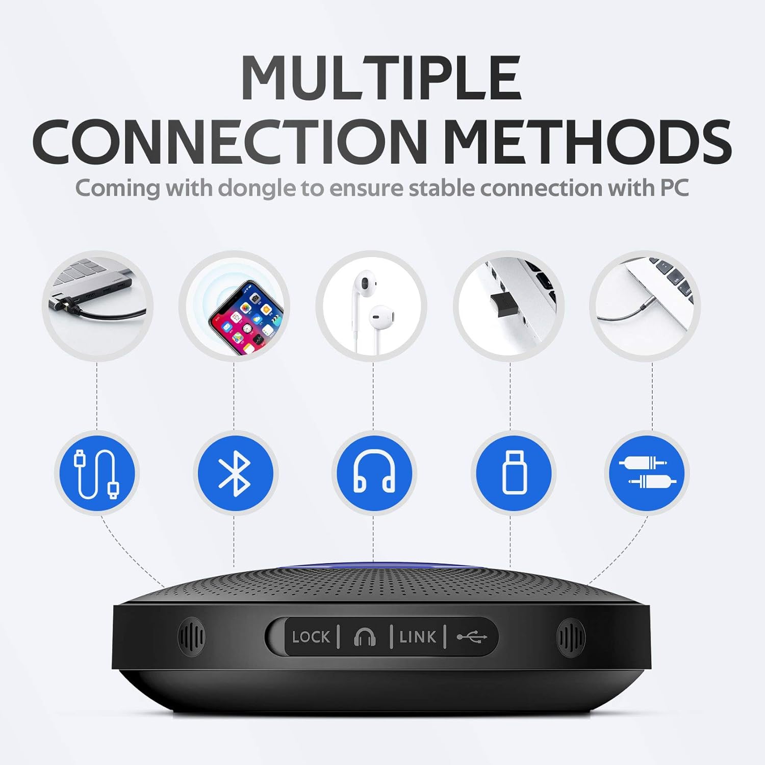 Bluetooth Speakerphone with 4 Directional Mics for up to 15 People O618473