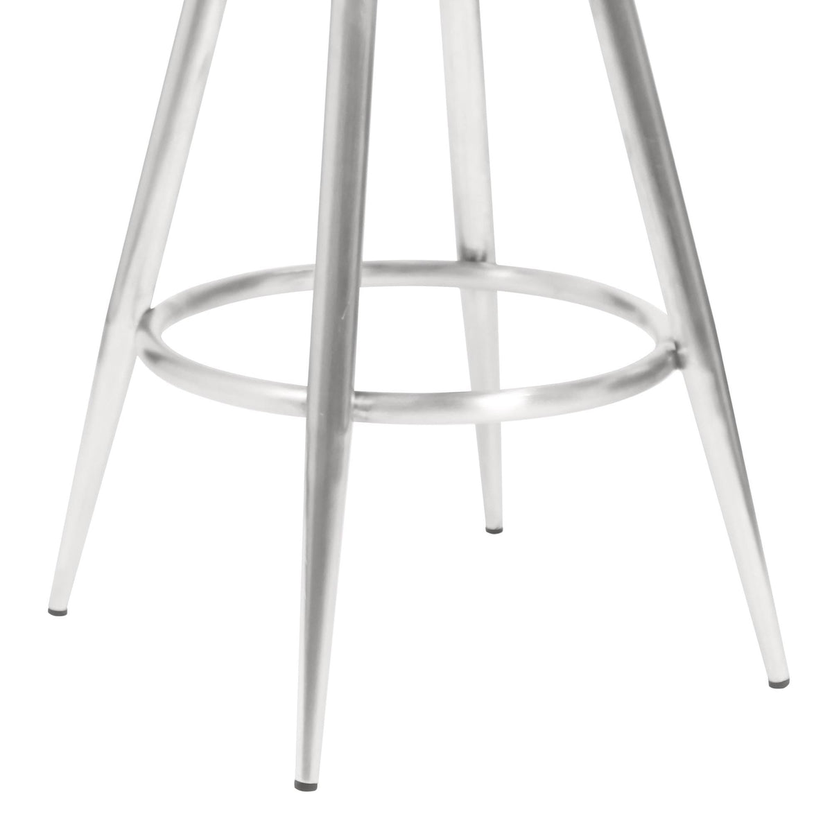 26 inch Counter Height Barstool in Brushed Stainless Steel and Vintage Grey Faux Leather N545790