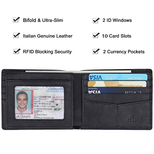 Genuine Leather Bifold Wallet with 2 ID Window V301290