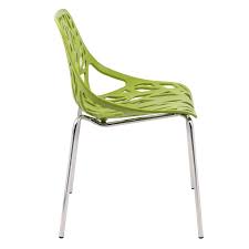 Green Set of 4 Dining Chair with Chromed Legs D194