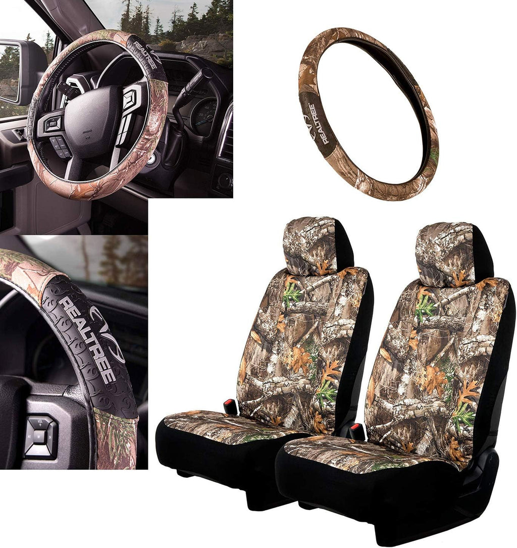3pc Camo Auto Accessories Kit, 2 Front Seat Covers and 1 Wheel Cover P9527