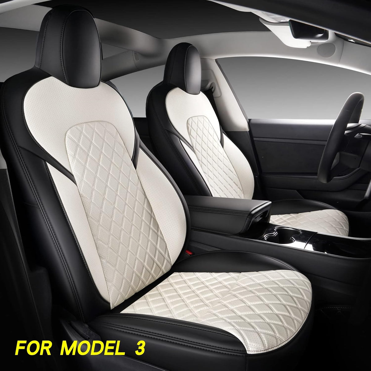 Red Faux Leather Car Seat Covers for Tesla Model 3 P943006