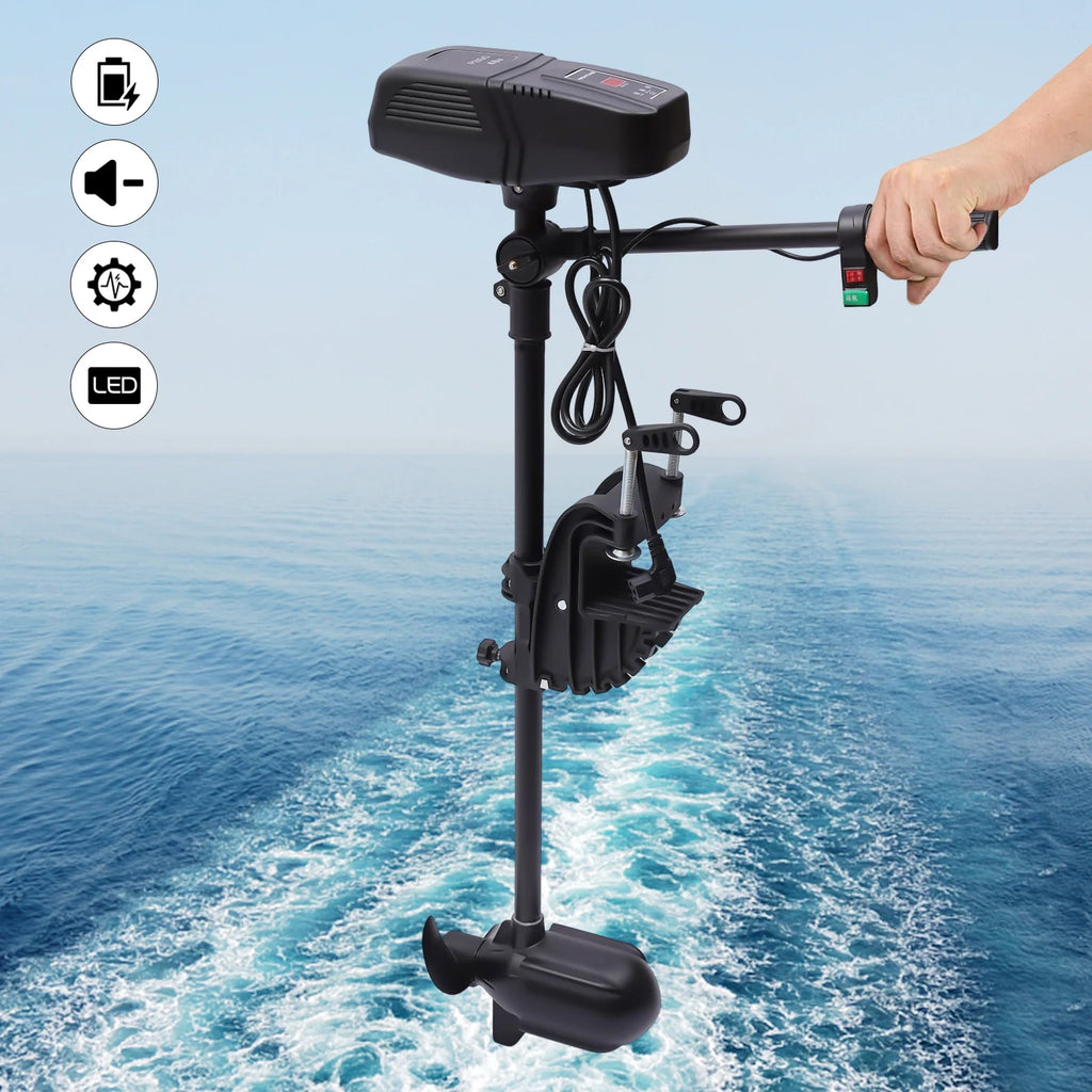 48V 1400W Electric Trolling Motor Outboard Motor Fishing Boat Engine LED Display 360° Rotatable Brushless Motor 2300RPM J640344