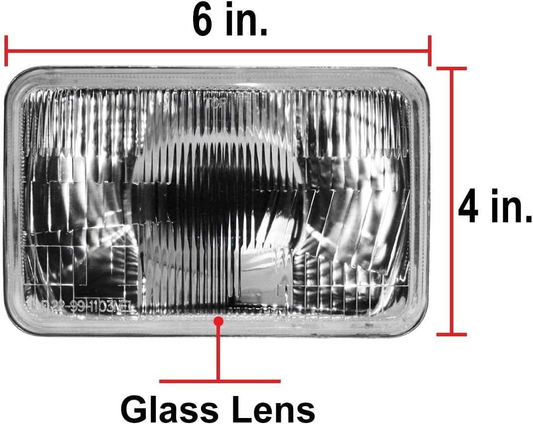 4x6 Rectangular Conversion Headlights Kit Sealed Beam Glass Lights with Halogen High/Low Bulbs 60/55w 9003/H4 Pack of 2 N52699
