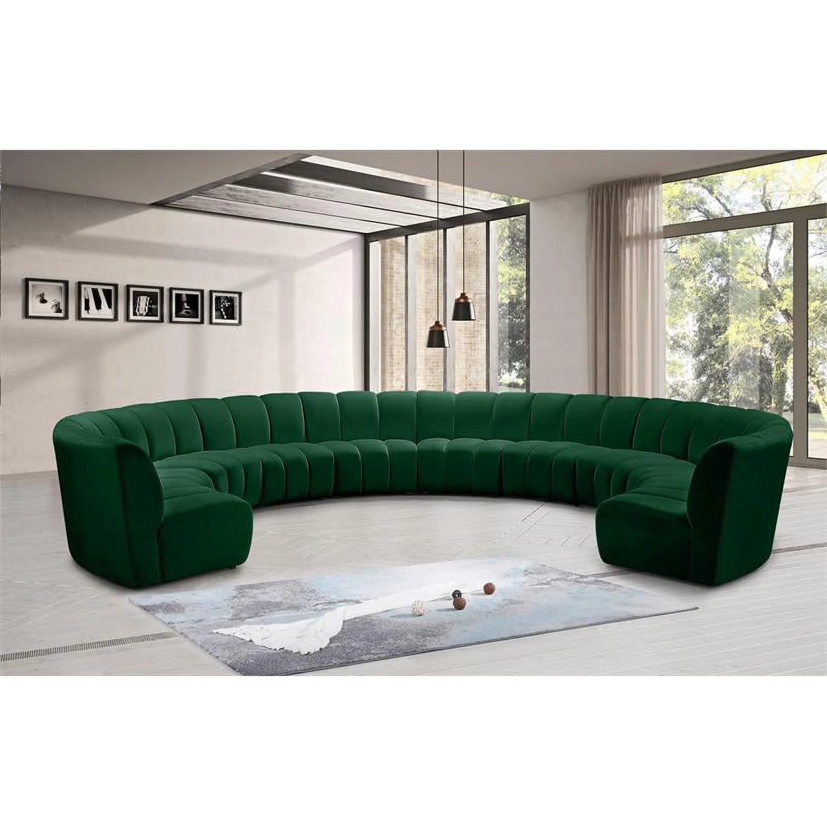 Green Velvet Modular Sectional T430835