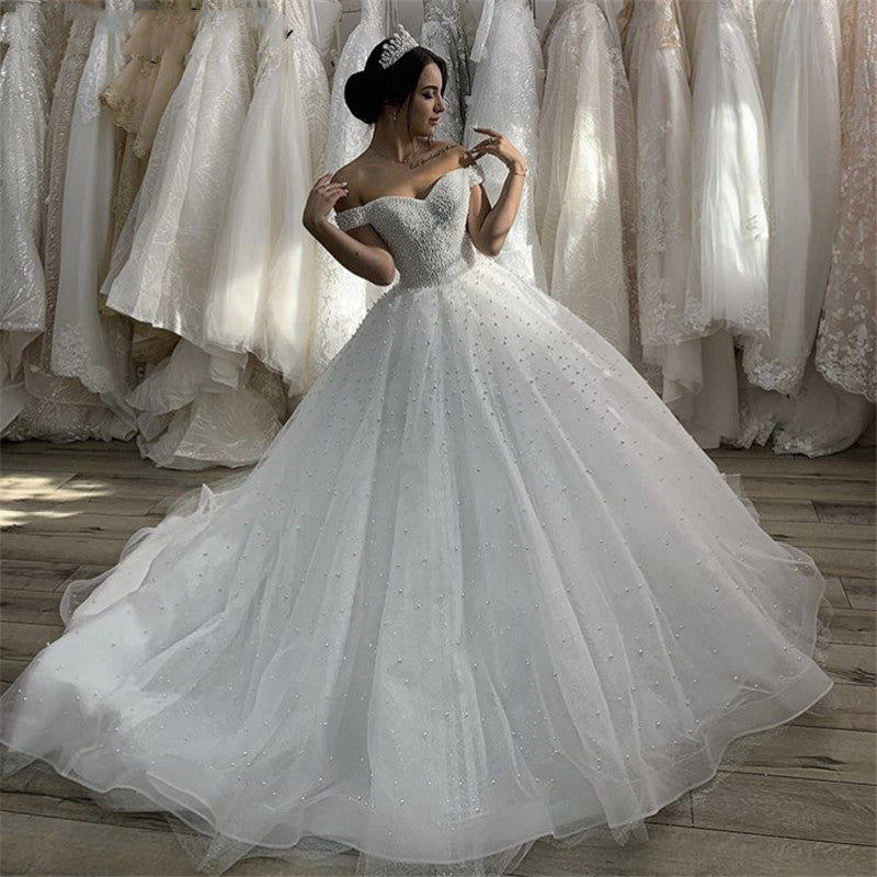 White Plus Size Sweetheart Tulle Wedding Dress Q50065