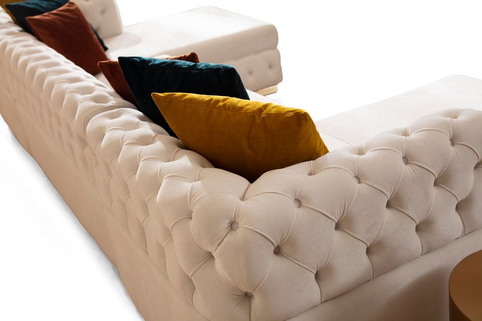 Ivory Velvet Double Chaise Sectional D507499