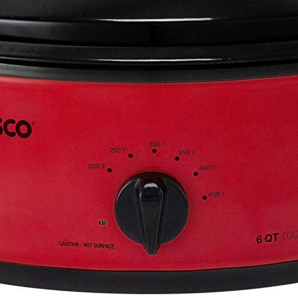 Red 6-Quart Roaster Oven with Black Lid K9226