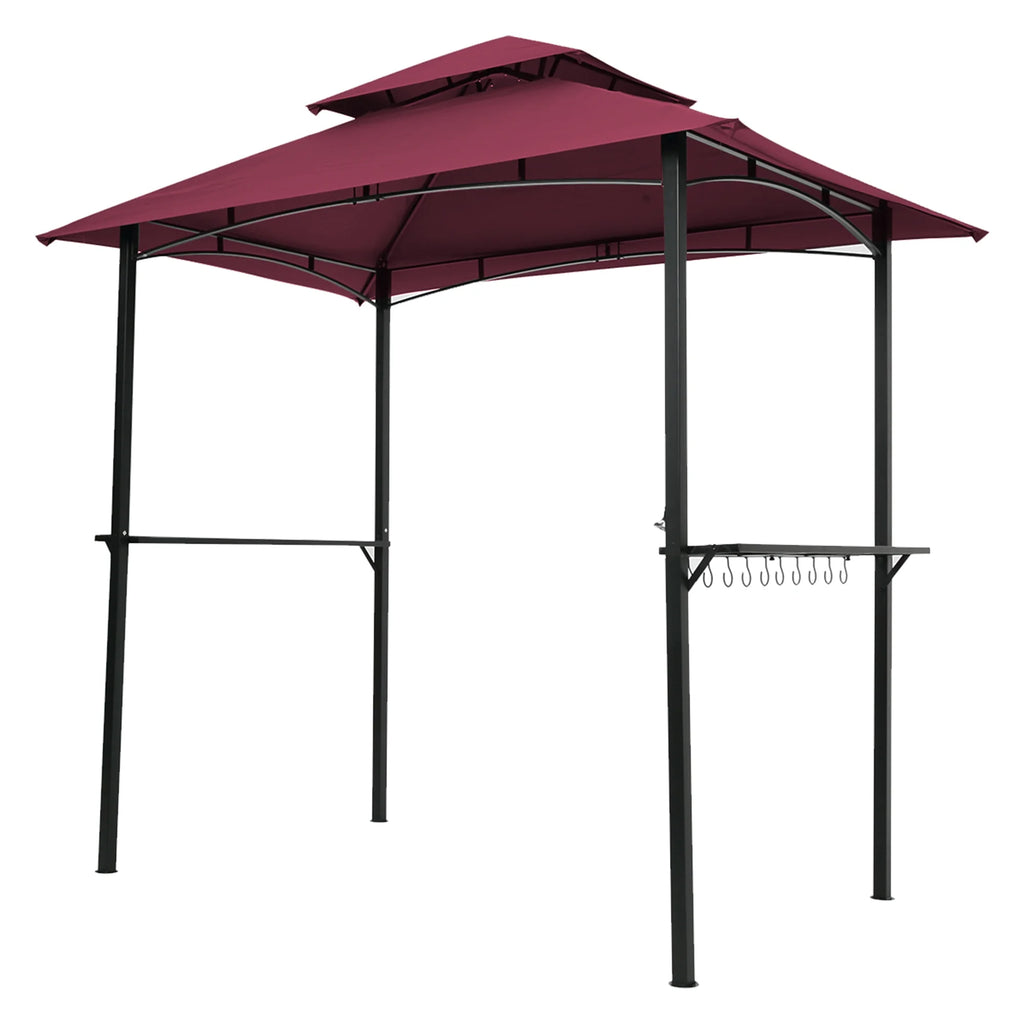 Burgundy Steel Frame Outdoor Grill Gazebo with Canopy Z12206