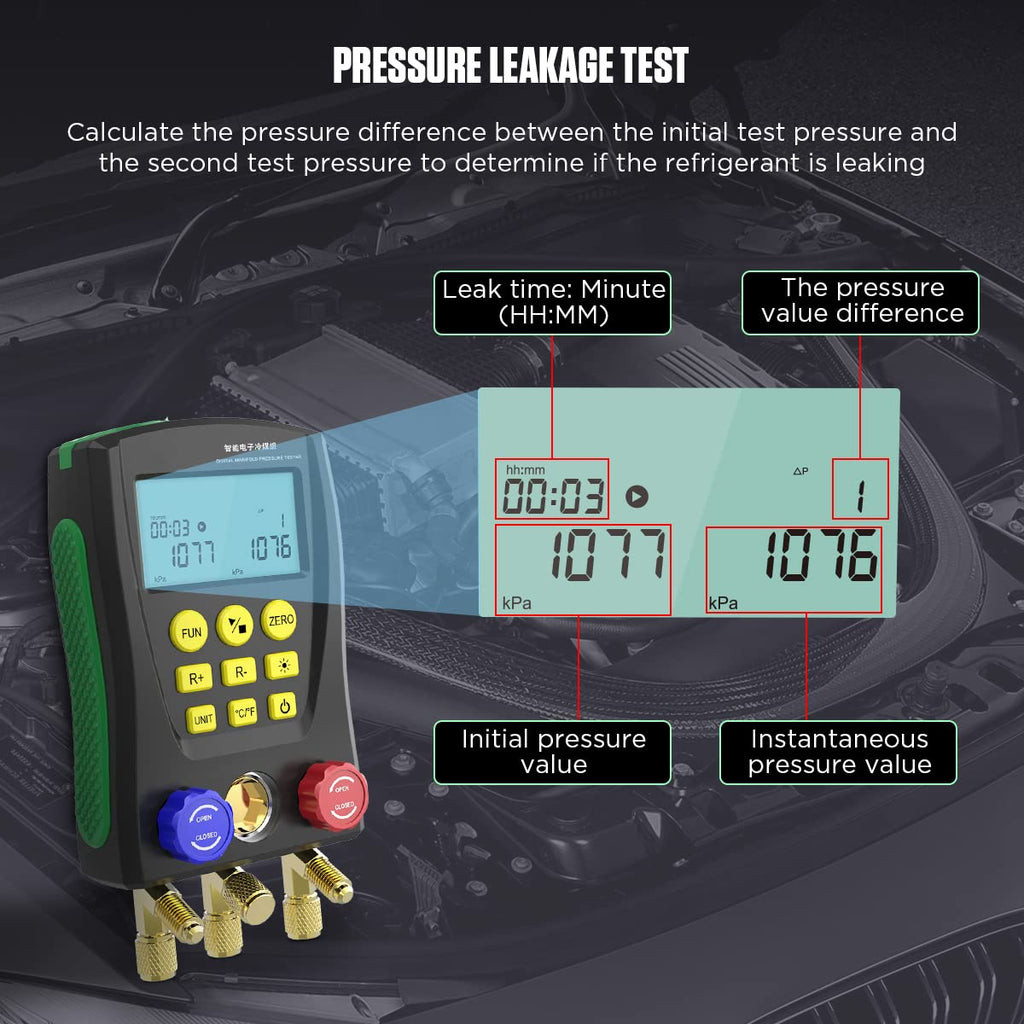Digital Manifold Gauge Set with Quick Coupler Adapter Y815243
