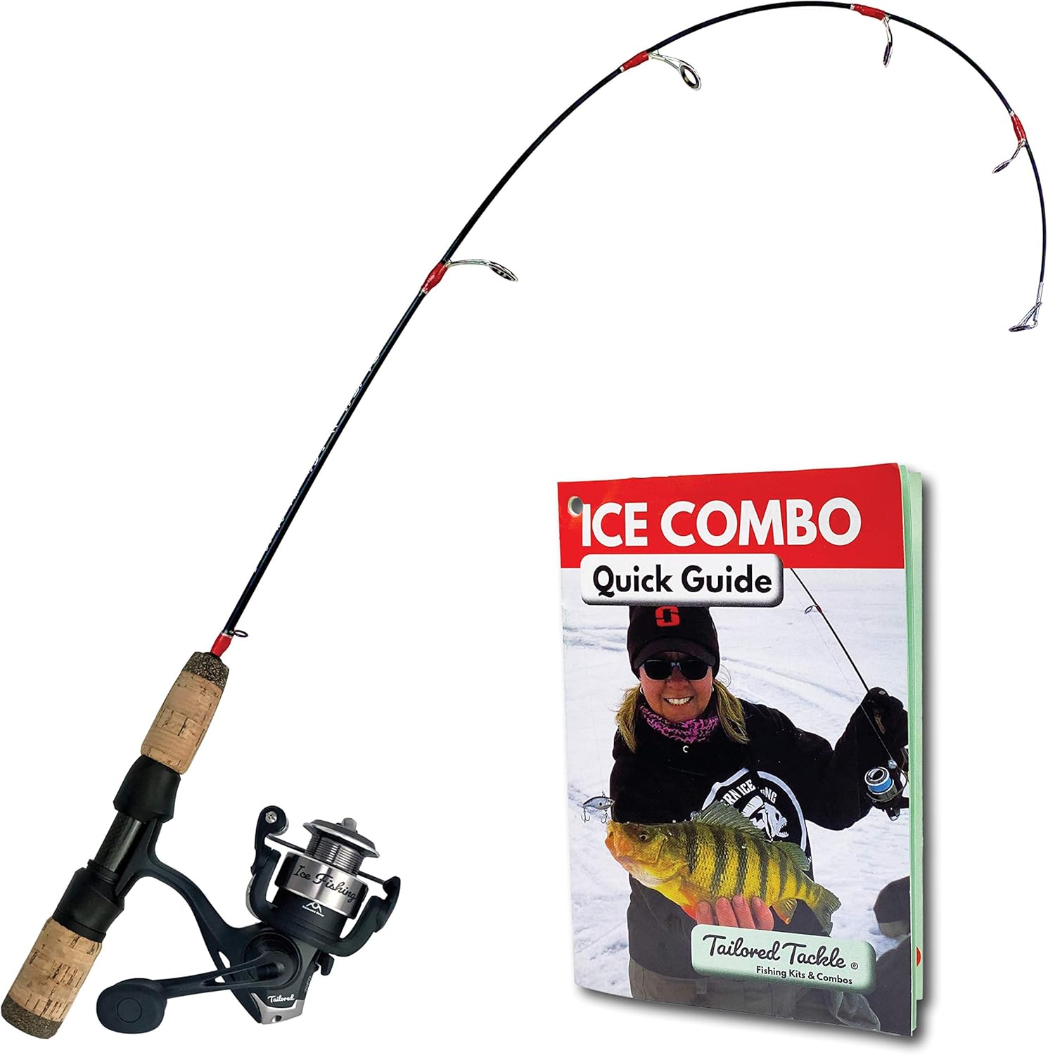 Ice Fishing Rod Reel Combo with Tackle Box, Book, Pack of 2 D84778