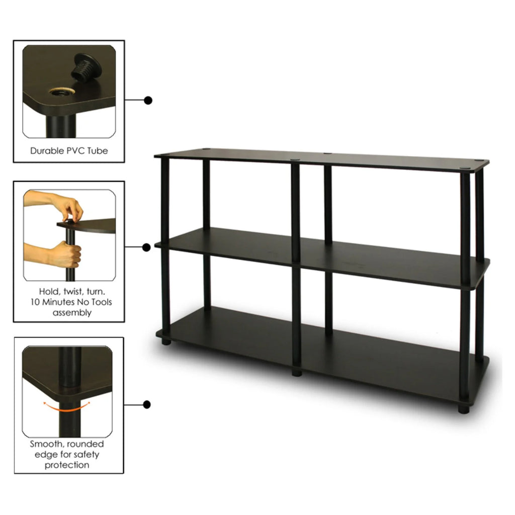 3-Tier Double Size Storage Display Rack in Black/Gray B2882