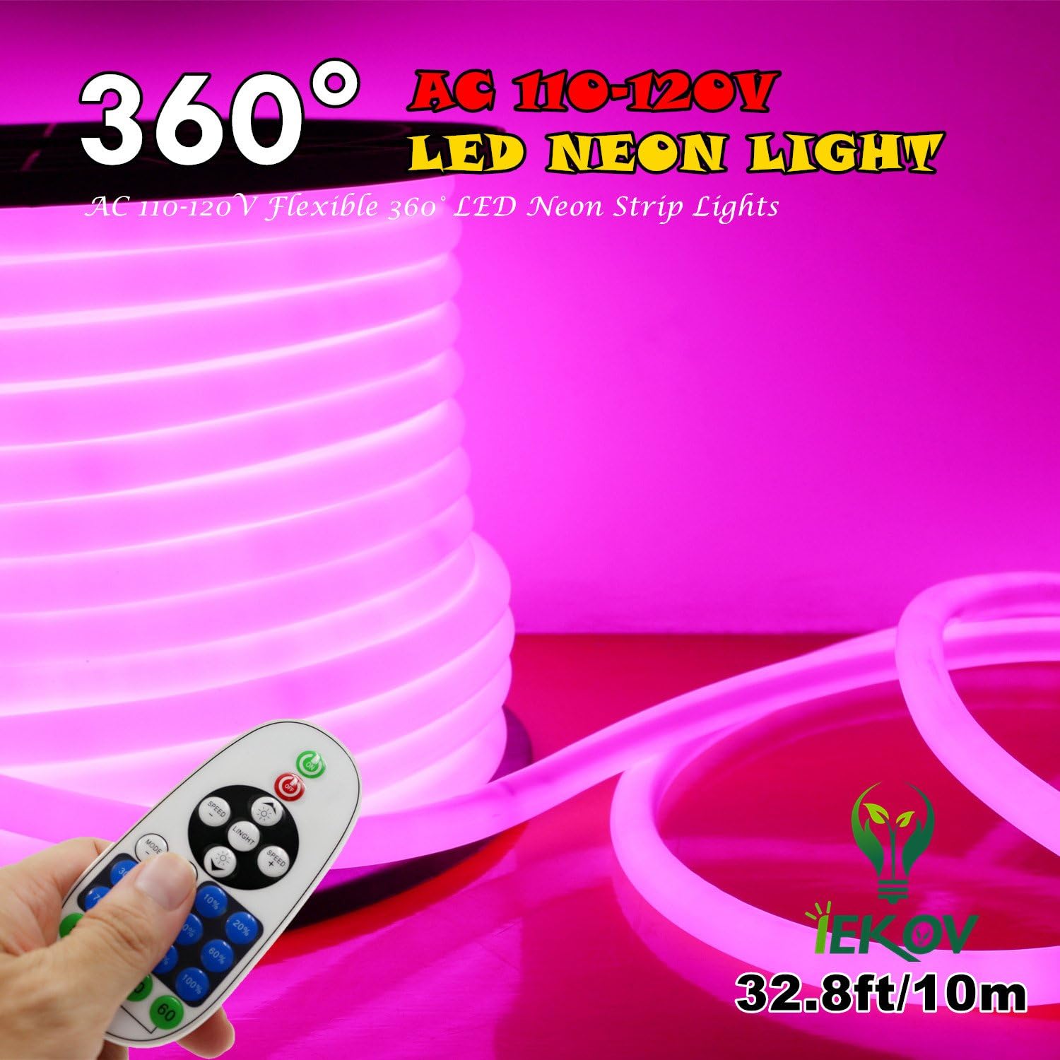 16.4ft Warm White Dimmable Waterproof LED Neon Rope Light, Pack of 2 D670621