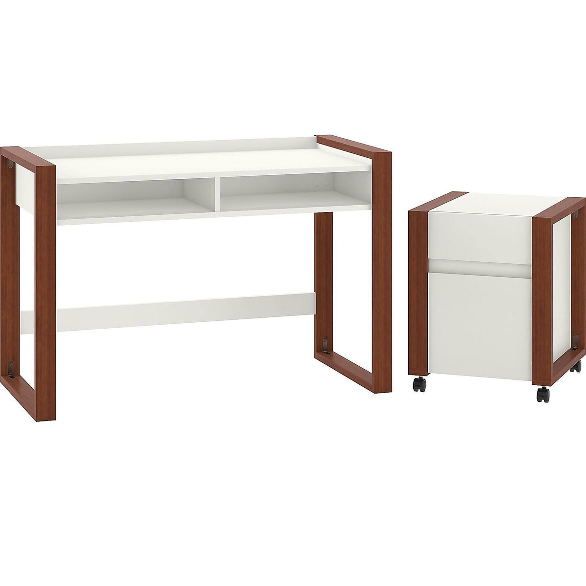 White Writing Desk with 2 Drawer Mobile File Cabinet W229194
