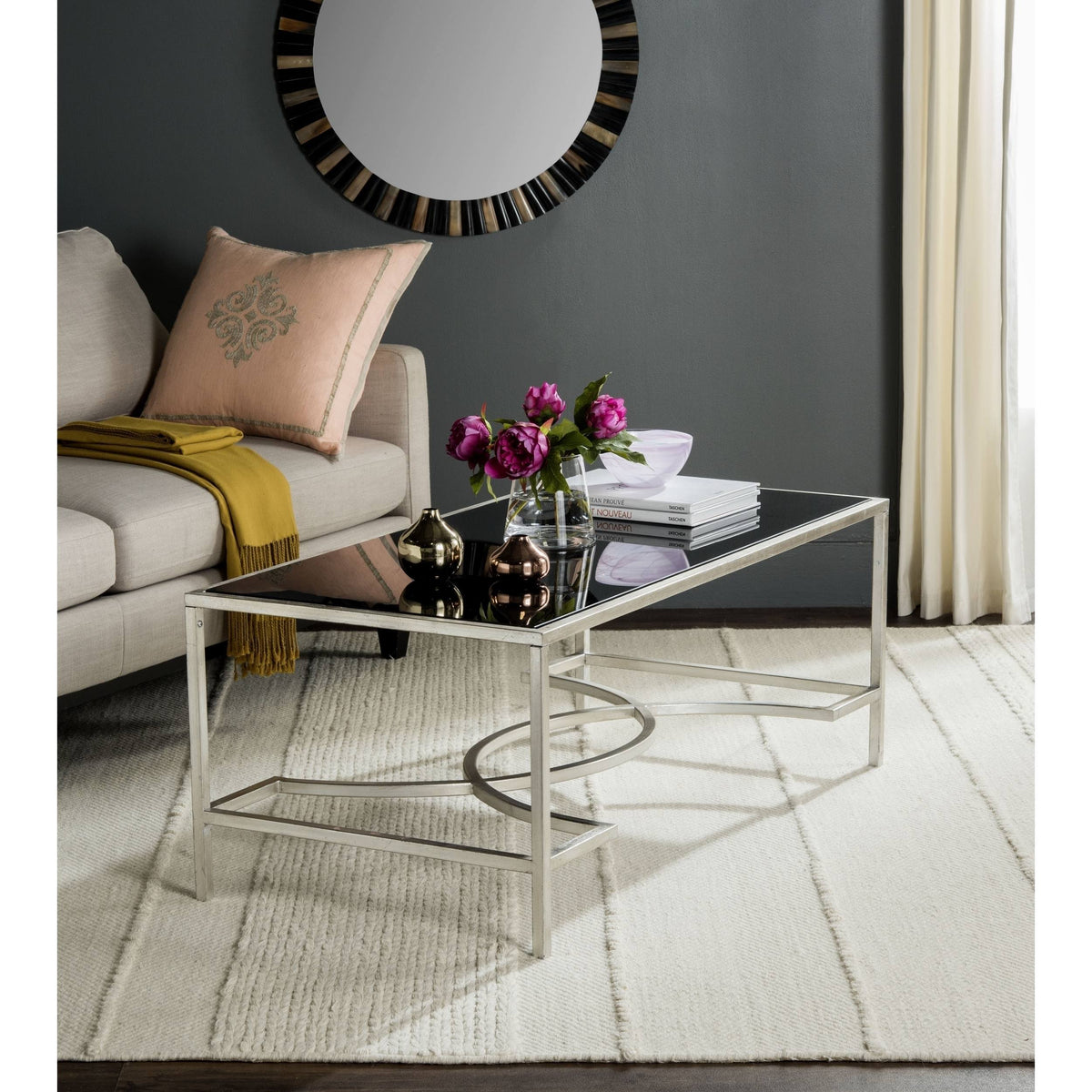 Silver/Black Glass Coffee Table E1705