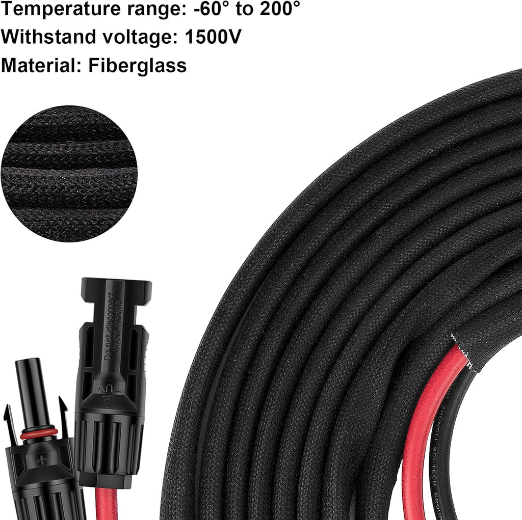 6FT 10AWG Solar Extension Cable with Female and Male Connector I252462