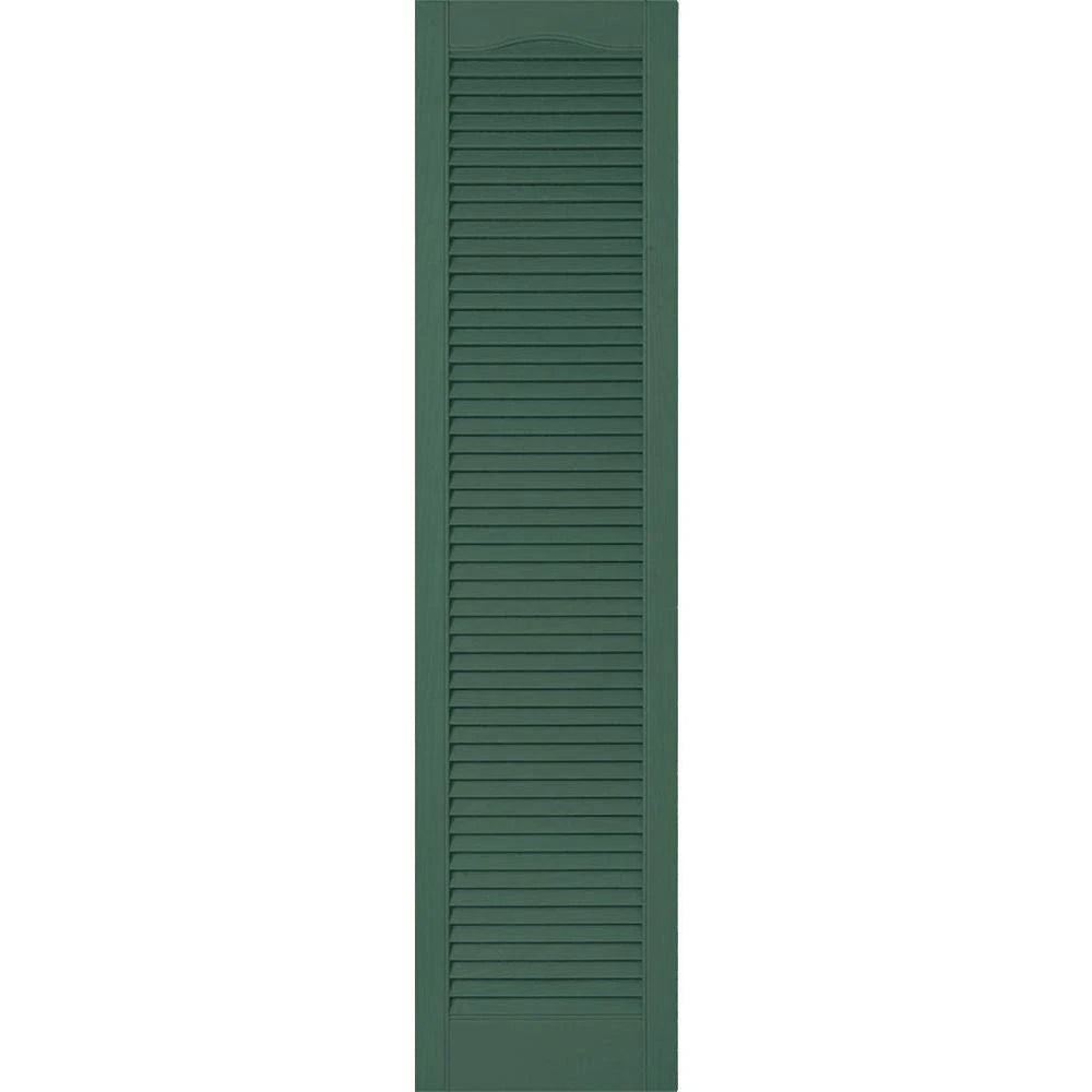 18 inchw x 86 inchh Vinyl Cathedral Top Louver Shutters, Per Pair, Forest Green F807