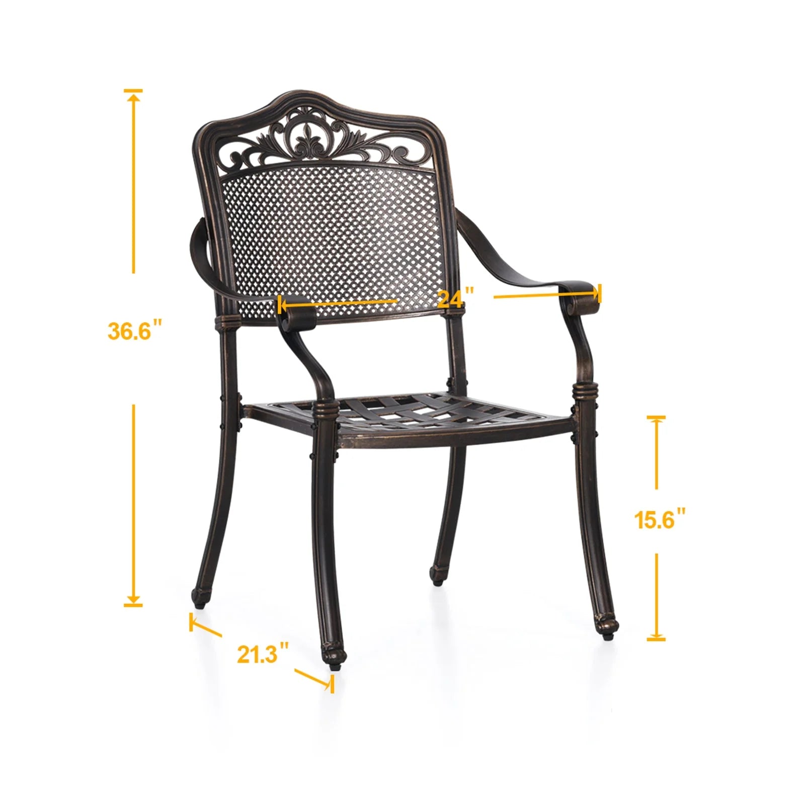 Set of 2 Cast Aluminum Outdoor Dining Chairs, Antique Bronze S49912