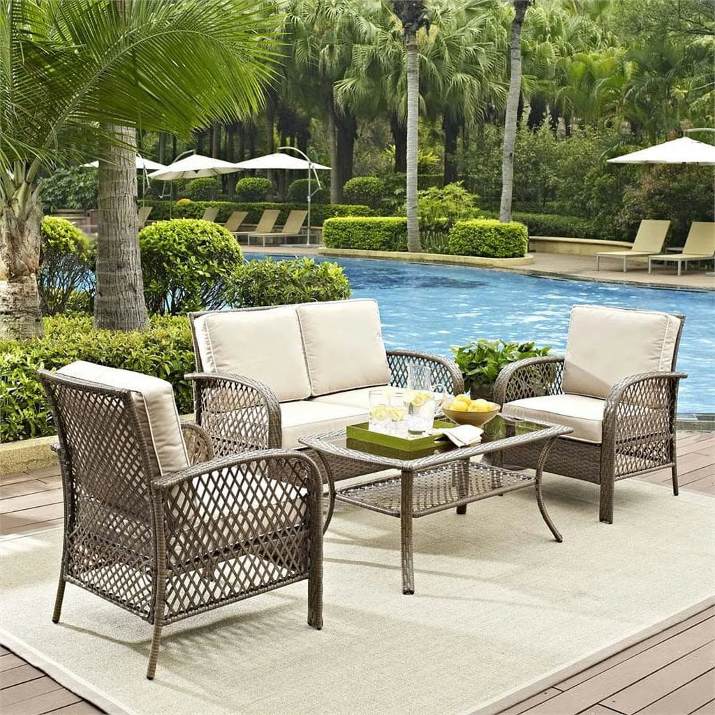 4 Piece Wicker Patio Sofa Set A626