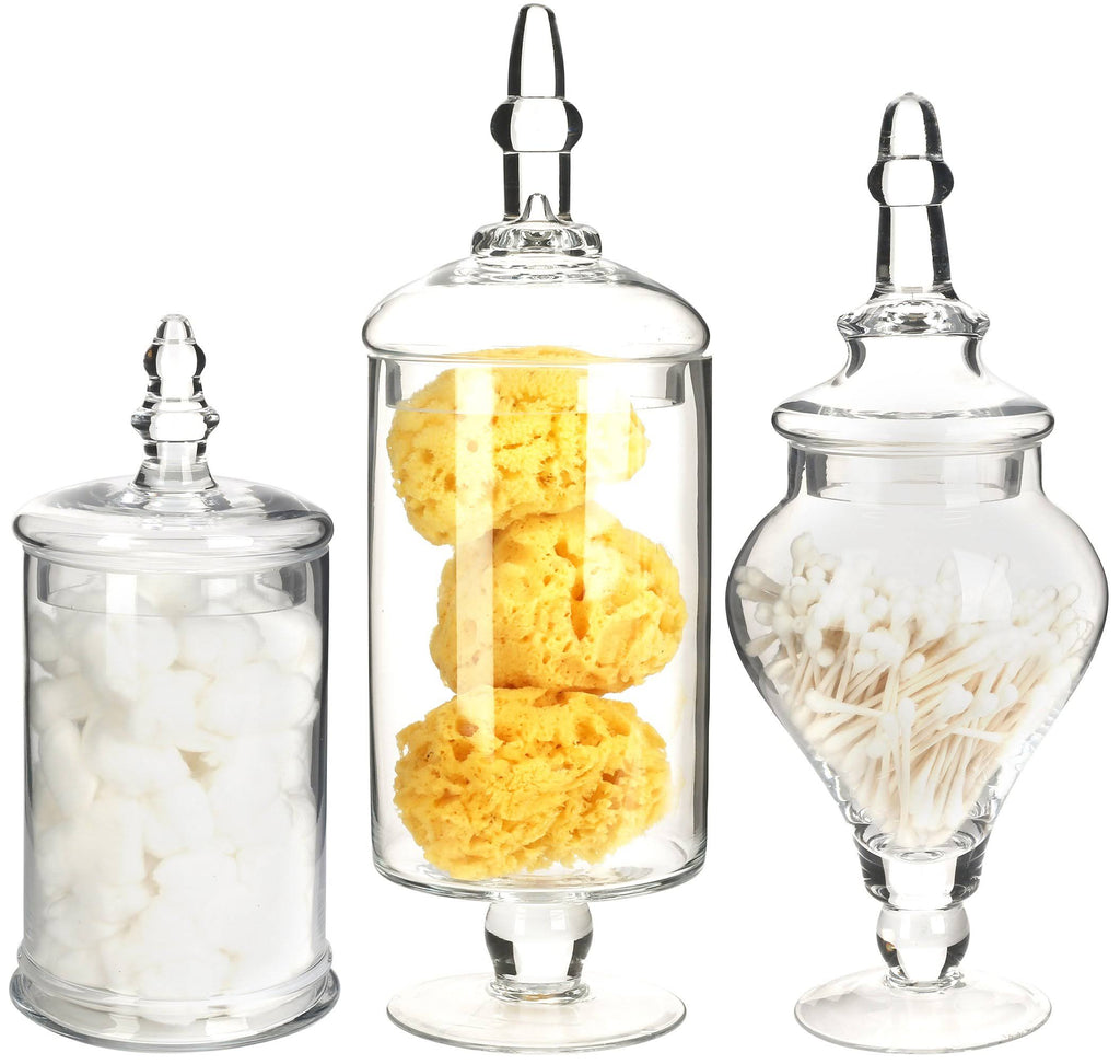Glass Apothecary Jars, Clear, Set of 3 D949669