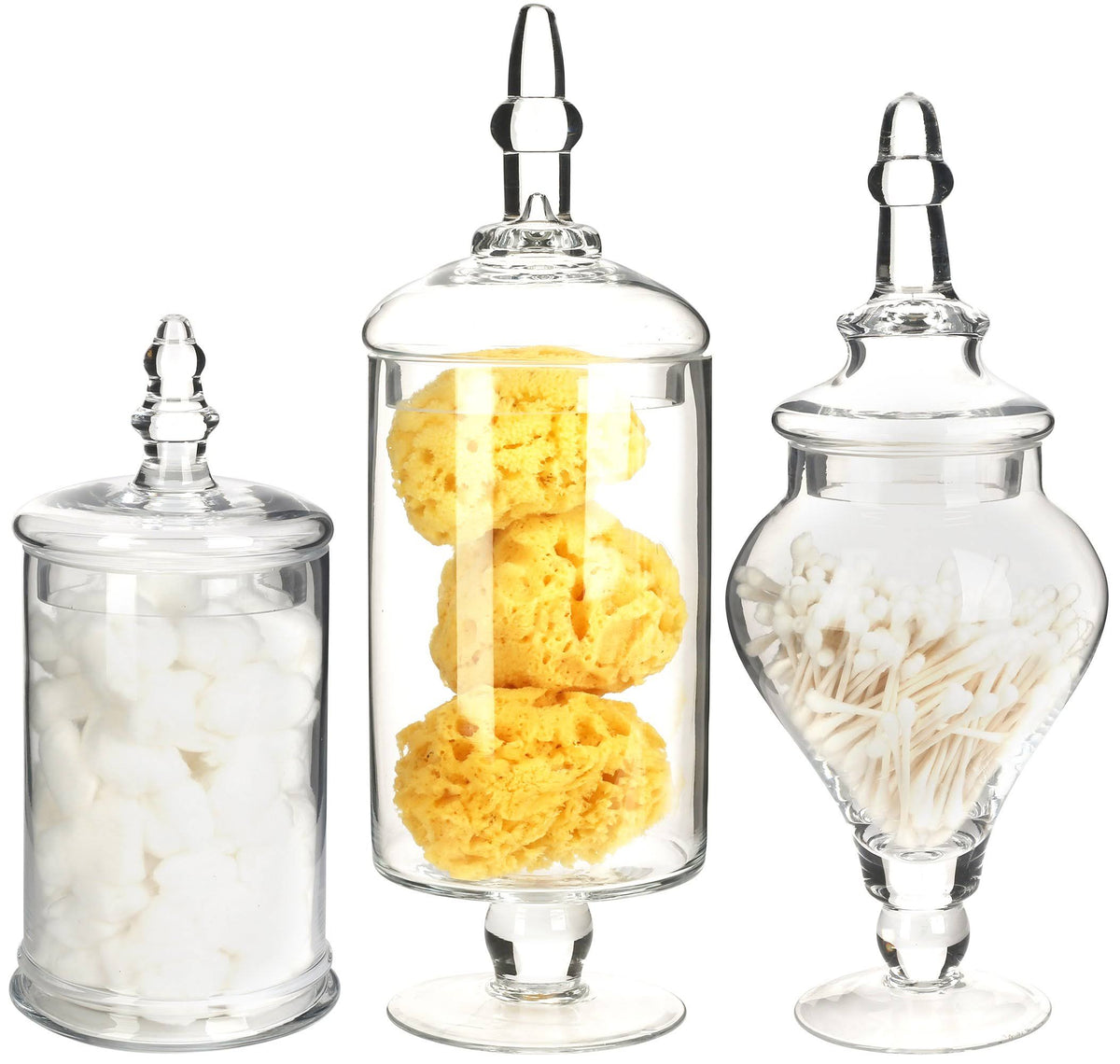 Glass Apothecary Jars, Clear, Set of 3 D949669