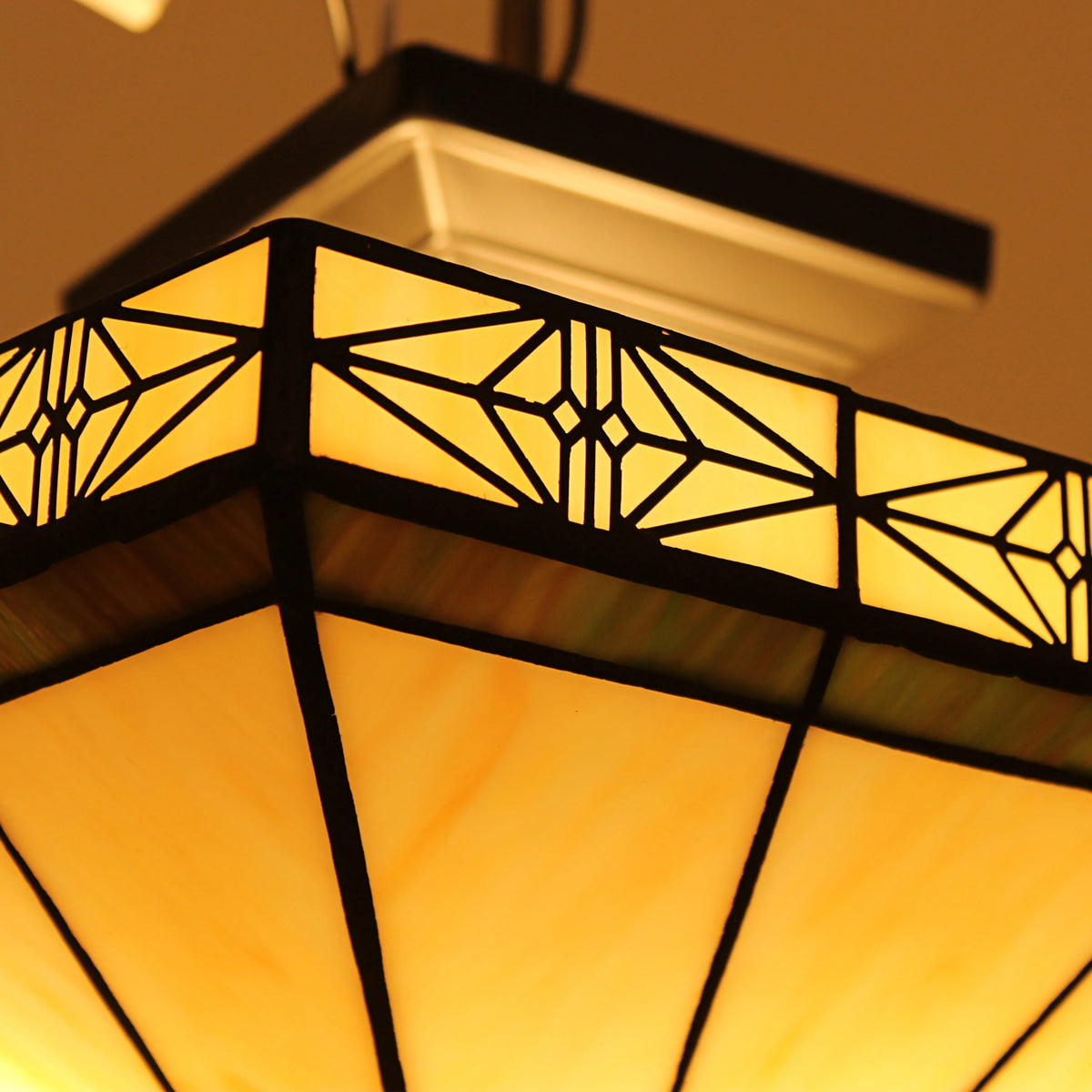 Tiffany-Style 2 Light Mission Semi-Flush Ceiling Fixture P40612