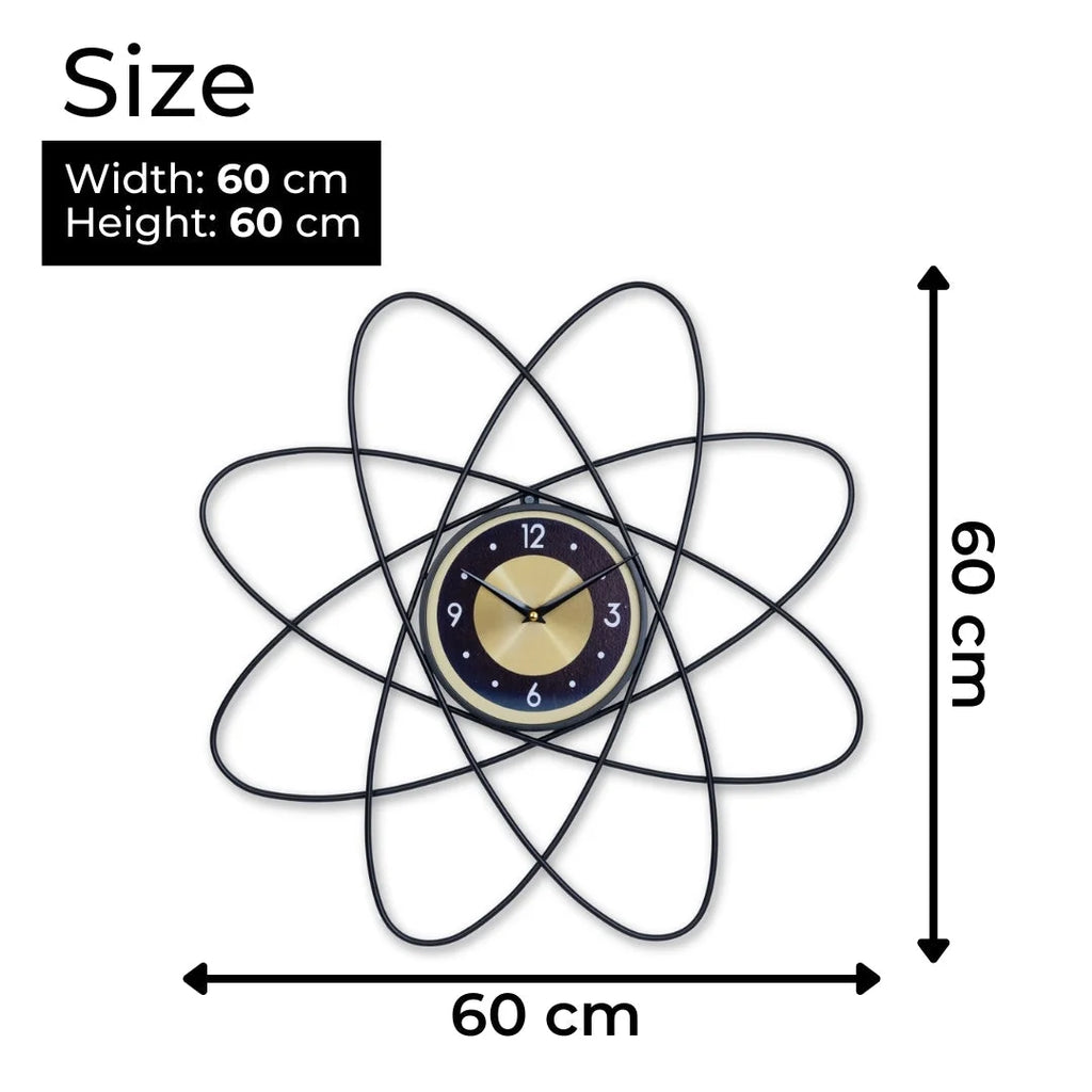 24 Metal Star Silent Clock - Black & Yellow L914