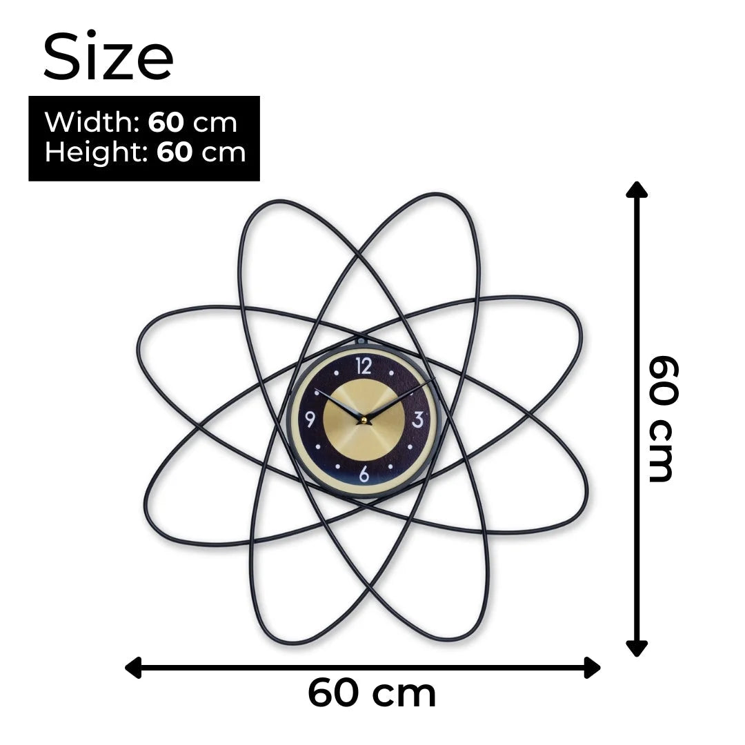 24 Metal Star Silent Clock - Black & Yellow L914