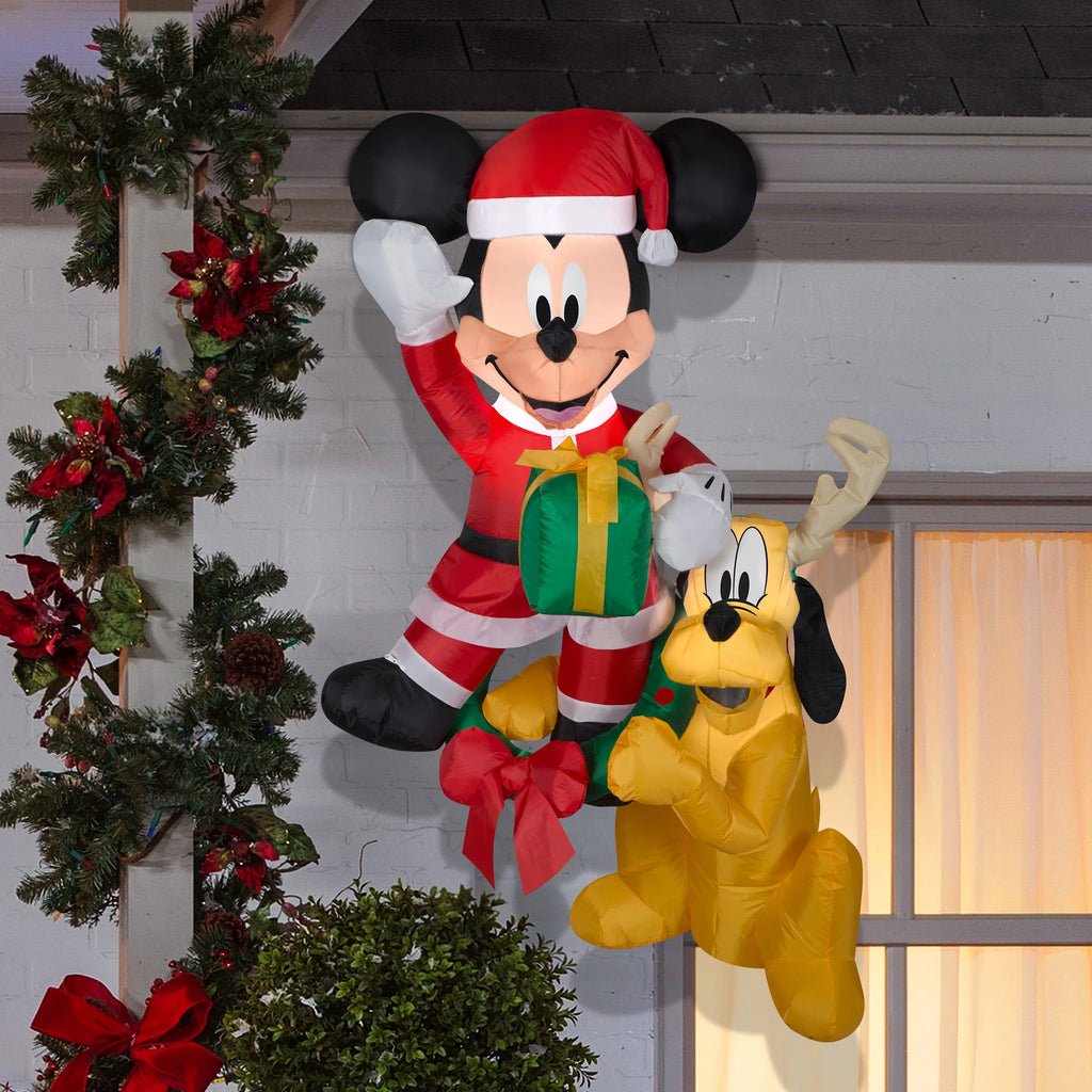 Multicolored 5 ft Tall Inflatable Hanging Mickey and Pluto S498141