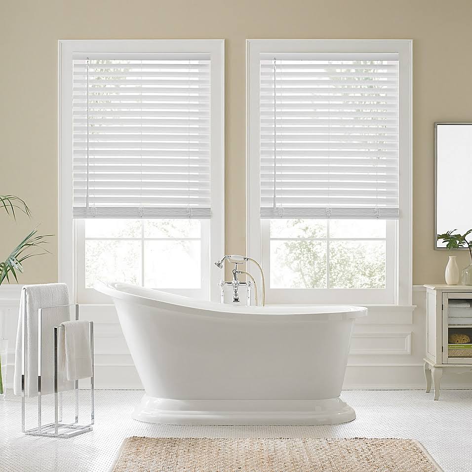 Faux Wood Cordless Shade in White A6103
