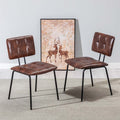 Faux Leather Upholstered Dining Chairs Set of 2 with Metal Legs N8002
