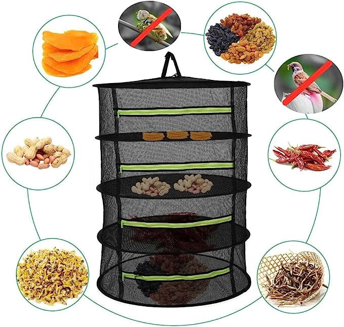 4-Layer Folding Nylon Mesh Drying Rack with Carrying Bag G96982