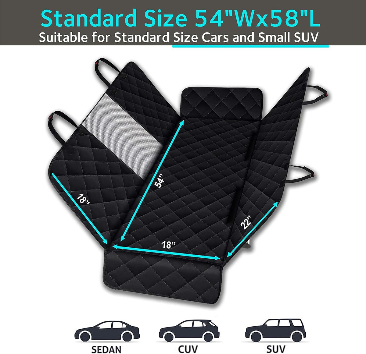 Heavy Duty Waterproof Non Slip Dog Car Seat Cover, Backseat Hammock Protector, Pack of 2 Z46816