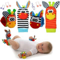 Baby Wrist Rattle and Socks Rattle Set, Soft Animal Toy (4 Pack) A3915
