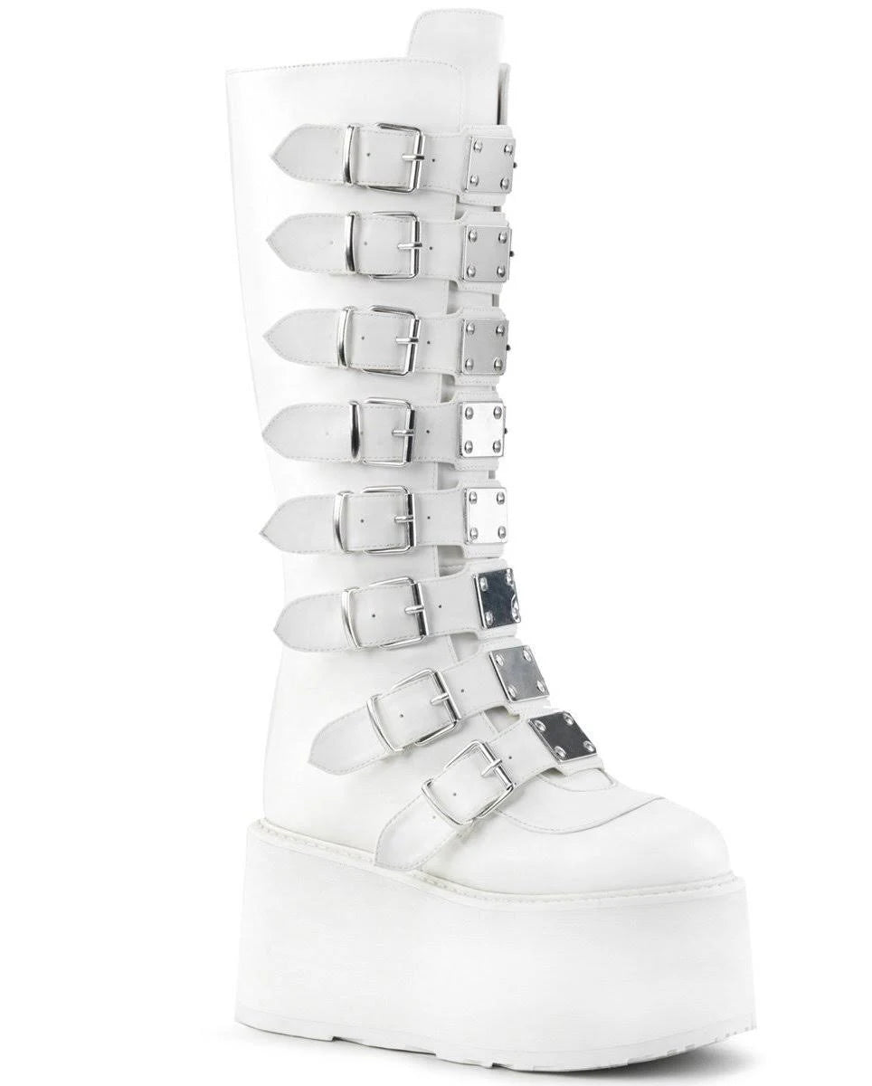 White Vegan Leather Boots Y7136