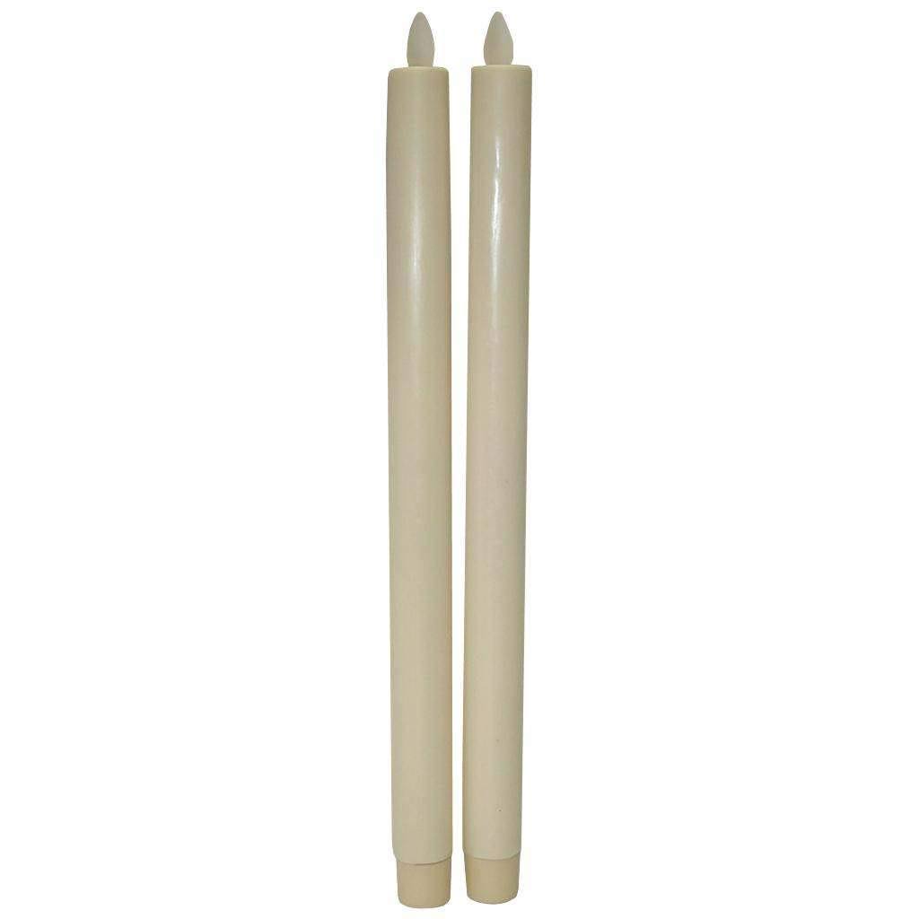 12x22 Ivory LED Wax Taper Candle with Timer (2 Pack) O34255