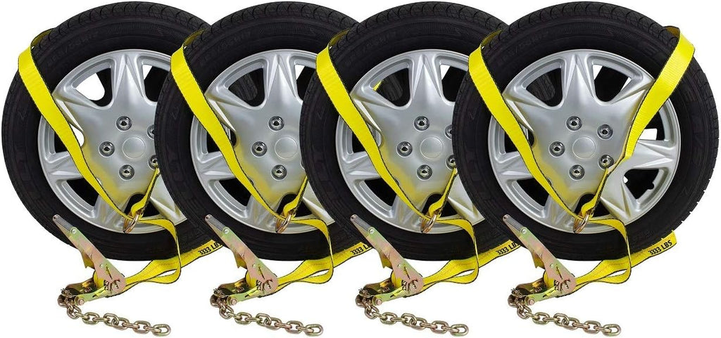 2 Chain Ratchets & Lasso Straps Tow Truck Wrecker Car Hauler Wheel Lift D91162