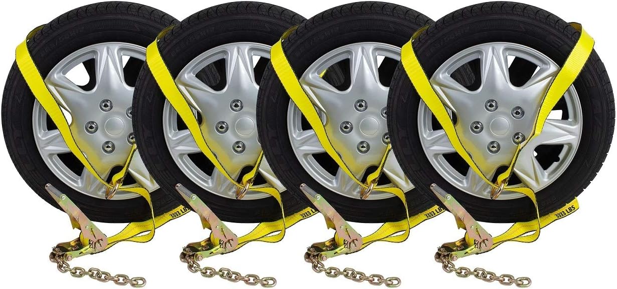 2 Chain Ratchets & Lasso Straps Tow Truck Wrecker Car Hauler Wheel Lift D91162