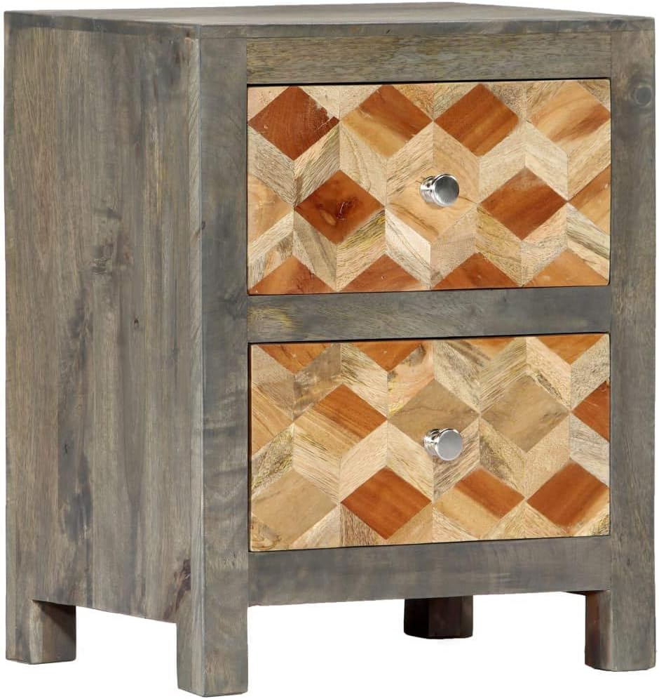 Gray Solid Mango Wood Bedside Cabinet J97472