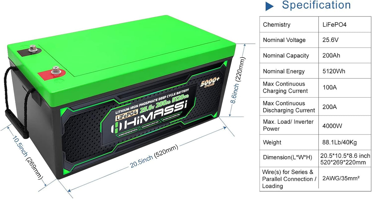 24V 200Ah Rechargeable Deep Cycle LiFePO4 Battery with 200A BMS N67317