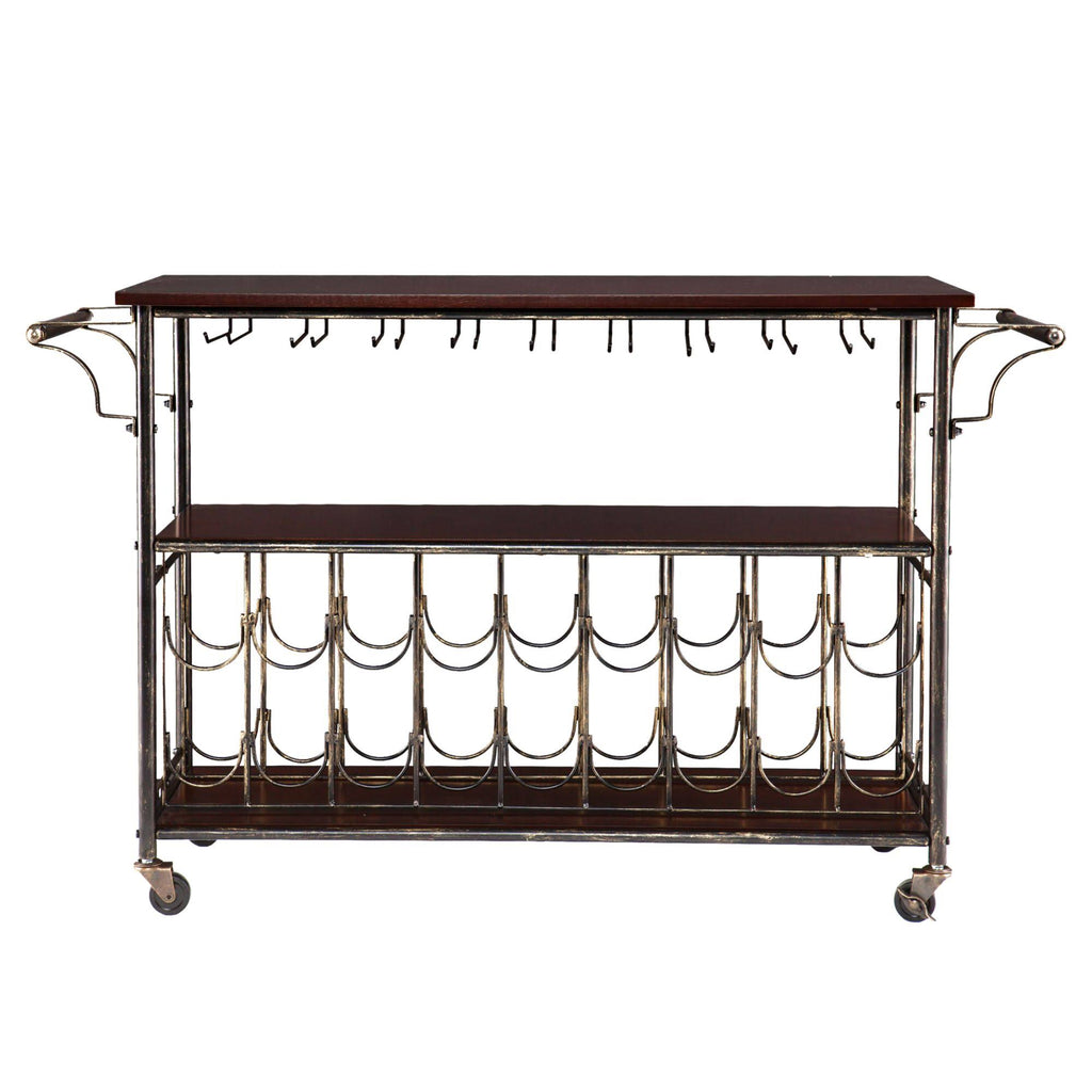 Black and Coffee Brown Rectangular Bar Cart J435