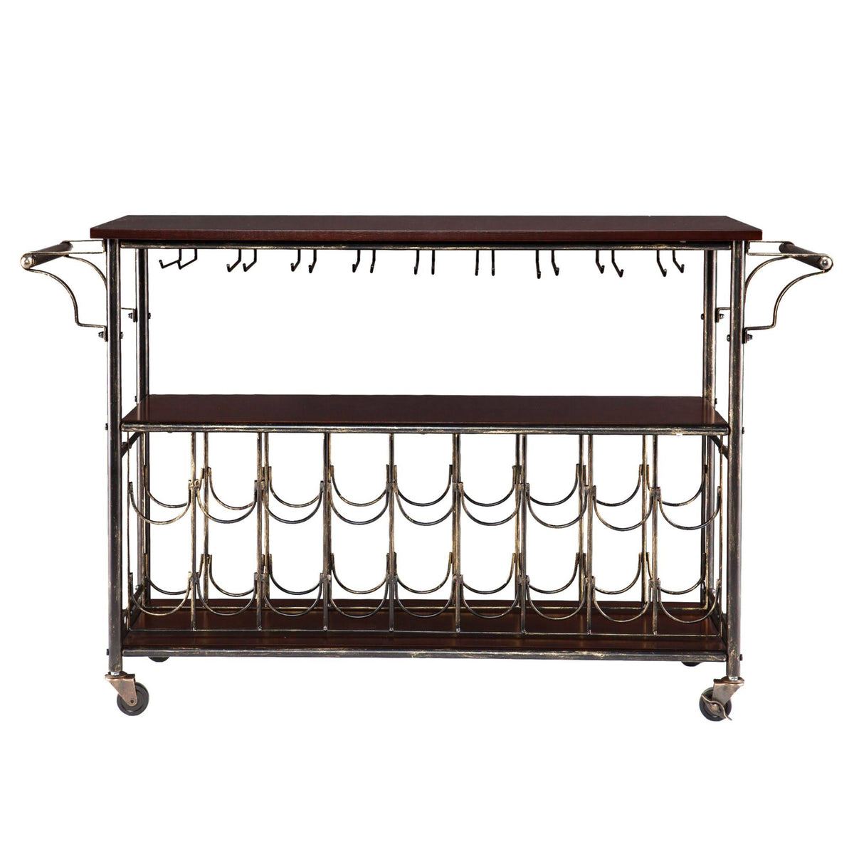 Black and Coffee Brown Rectangular Bar Cart J435
