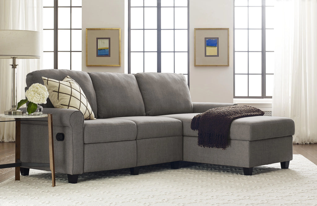 Gray Reclining Sectional with Storage Chaise N3746