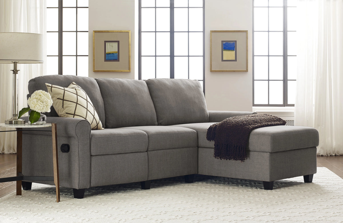 Gray Reclining Sectional with Storage Chaise N3746