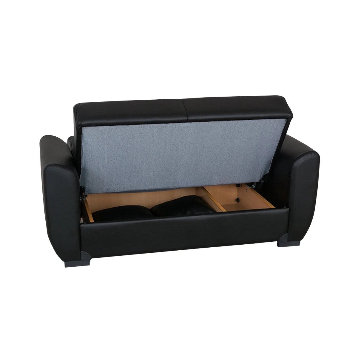 Black PU Leather Loveseat N257608