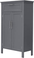 Gray Bathroom Floor Storage Cabinet with 1 Drawer, 2 Doors, Adjustable Shelves Q5430