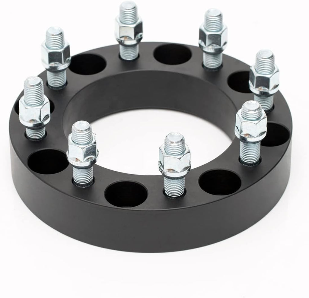 Black Forged 8x170 to 8x6.5 Wheel Adapters 1.5 Inch with 14x1.5 Studs Pack of 2 R19044