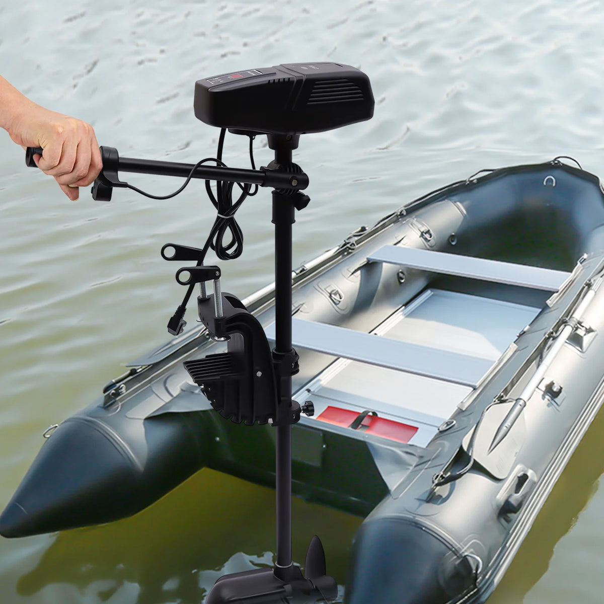 48V 1400W Electric Trolling Motor Outboard Motor Fishing Boat Engine LED Display 360° Rotatable Brushless Motor 2300RPM J640344